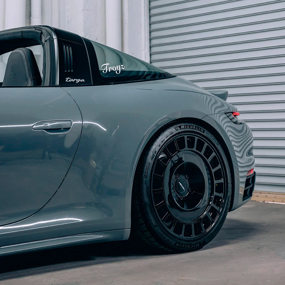 Porsche panel in High Gloss Amazon Grey Vinyl Wrap