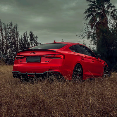 Audi rear view in High Gloss Racing Red Vinyl Wrap