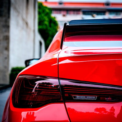 BMW back view in High Gloss Racing Red Vinyl Wrap