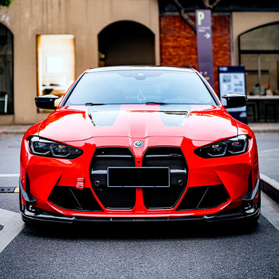 BMW front view in High Gloss Racing Red Vinyl Wrap