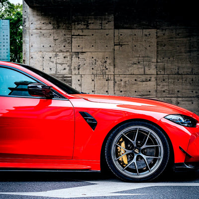 BMW side view in High Gloss Racing Red Vinyl Wrap