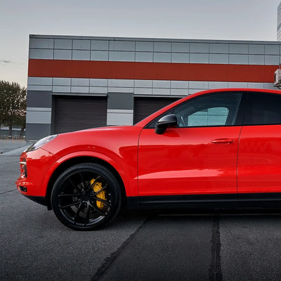 Porsche fender in High Gloss Racing Red Vinyl Wrap