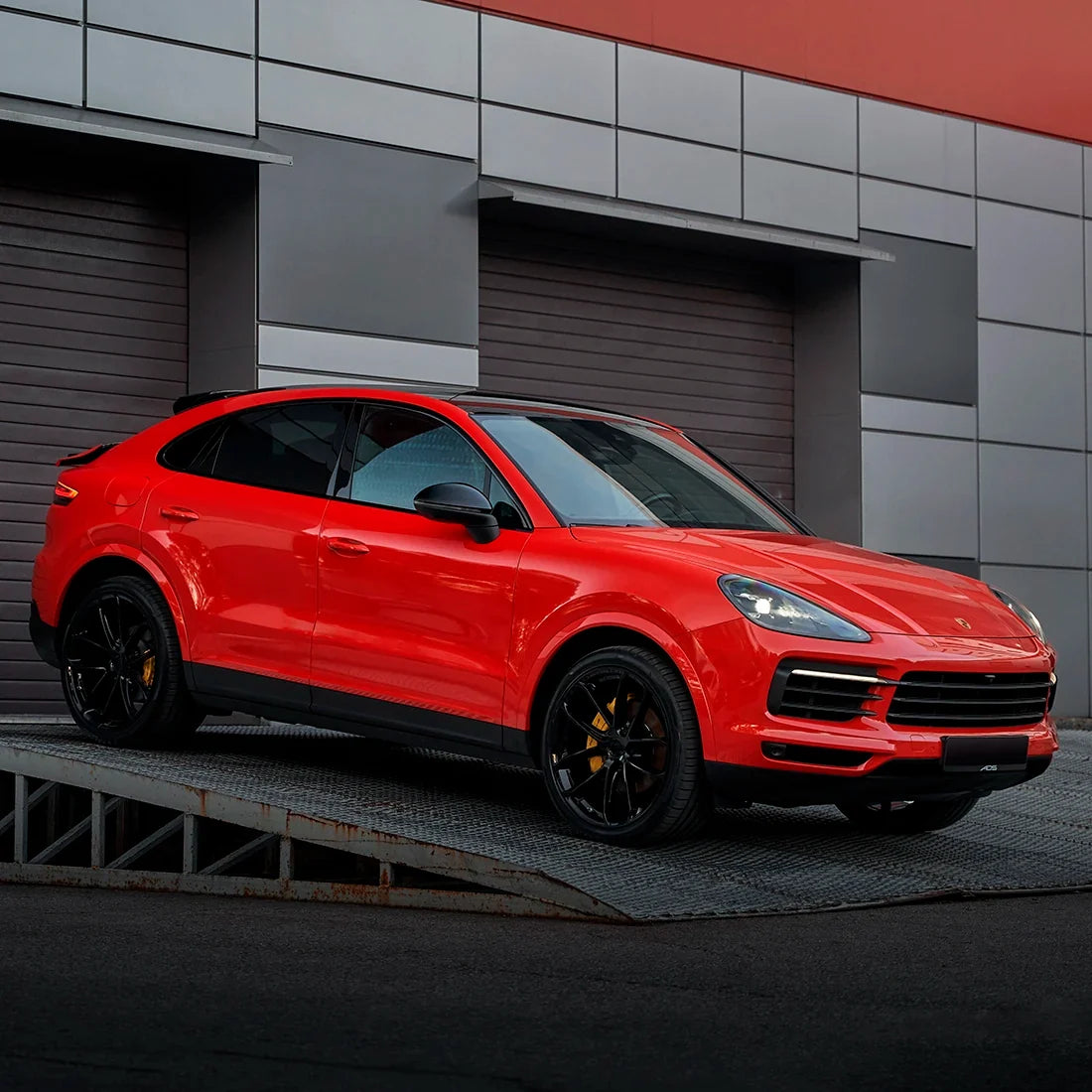 Porsche view in High Gloss Racing Red Vinyl Wrap