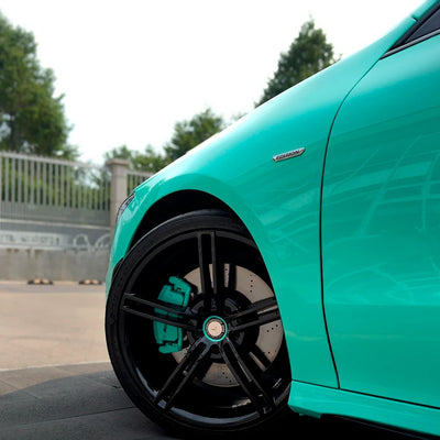 Mercedes fender in High Gloss Tiffany Green Vinyl Wrap