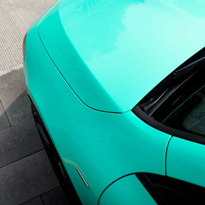 Mercedes fender in High Gloss Tiffany Green Vinyl Wrap