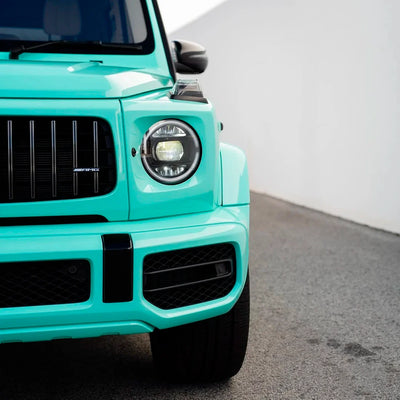 G-Wagon headlights in High Gloss Tiffany Green Vinyl Wrap