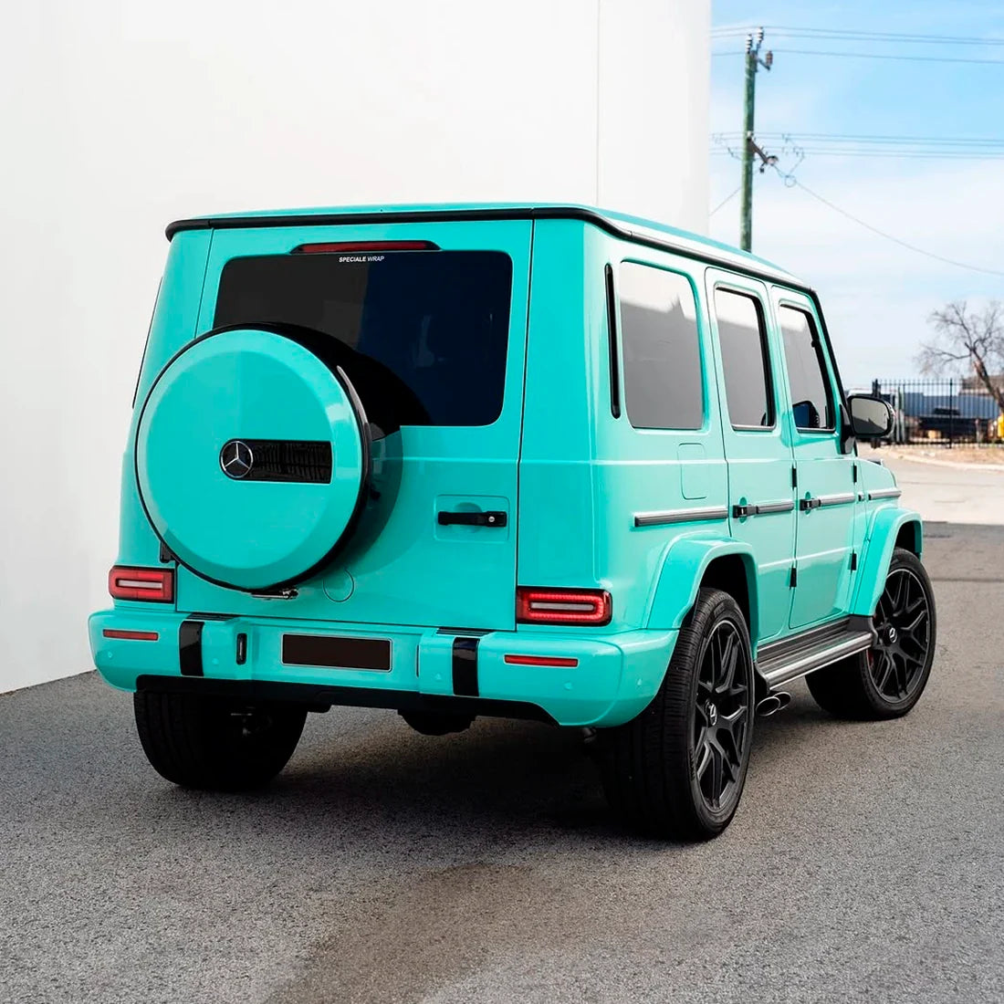G-Wagon view in High Gloss Tiffany Green Vinyl Wrap