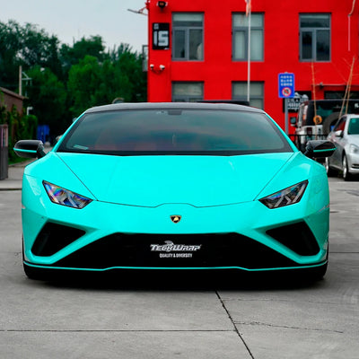 Lamborghini full view in High Gloss Tiffany Green Vinyl Wrap