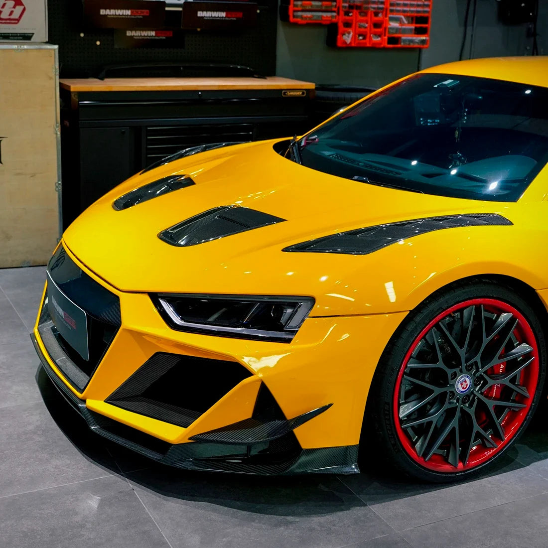 Audi front view High Gloss Sunflower Yellow Vinyl Wrap