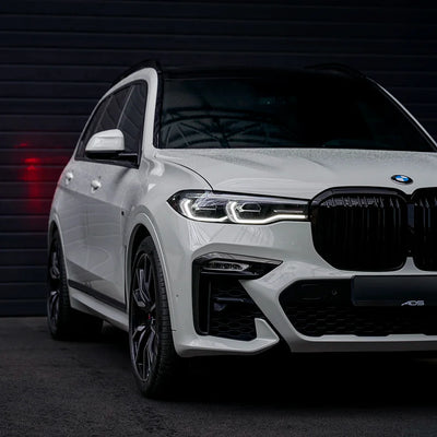 BMW front closeup in High Gloss Slate Grey Vinyl Wrap