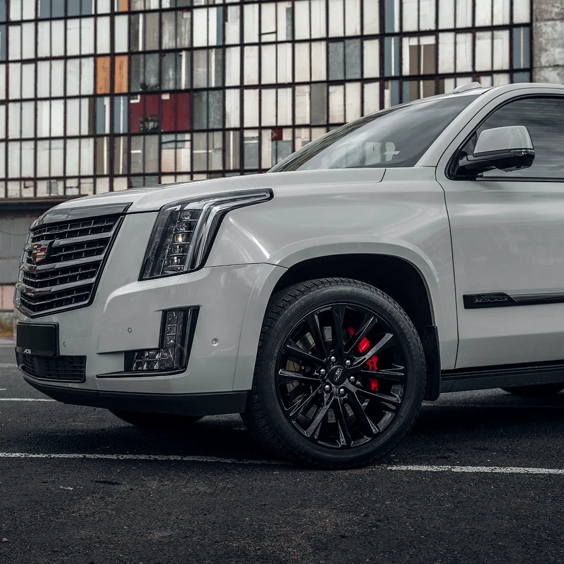 Cadillac fender in High Gloss Slate Grey Vinyl Wrap