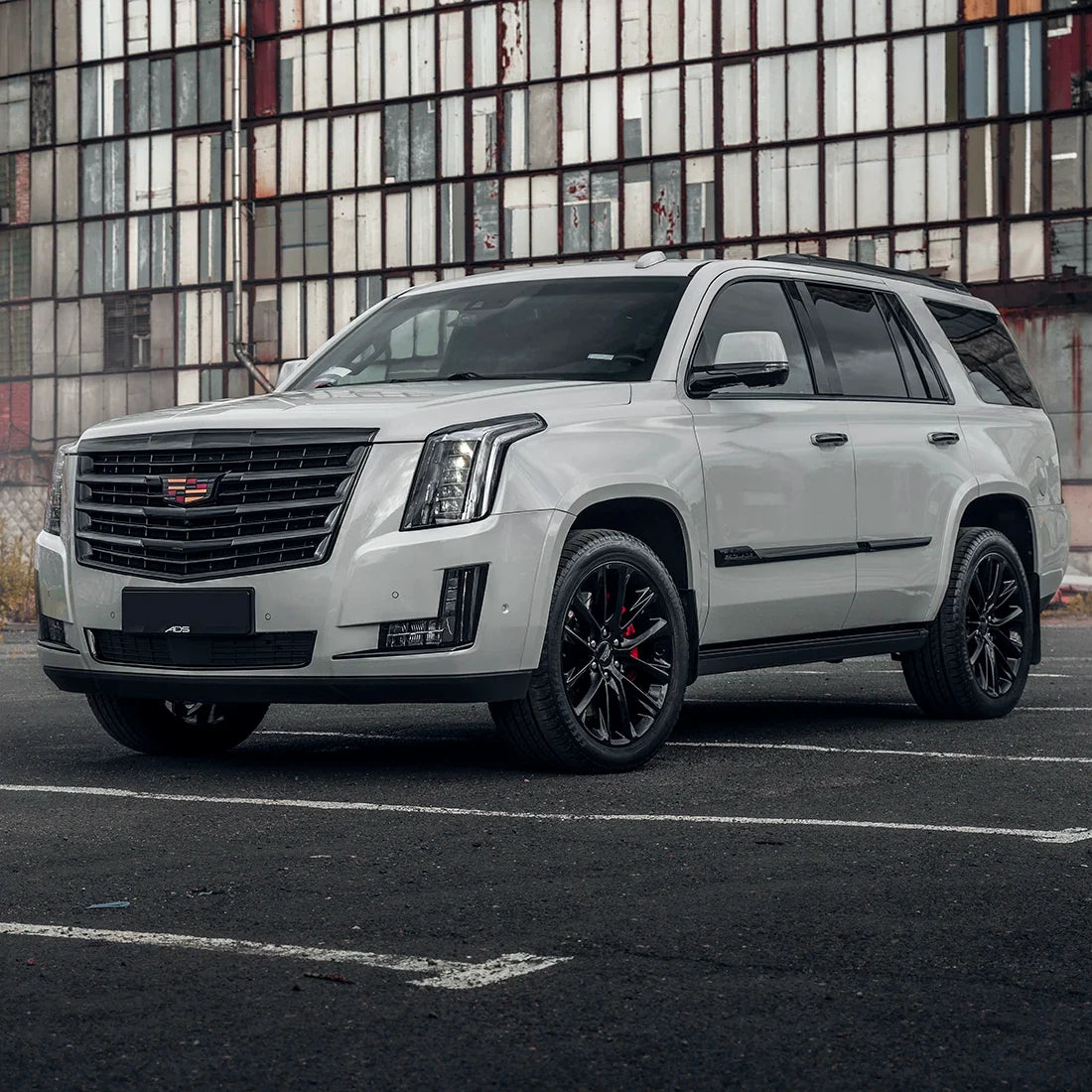 Cadillac view in High Gloss Slate Grey Vinyl Wrap