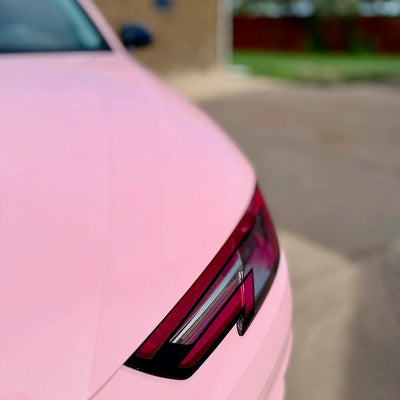 Audi hood in High Gloss Millennial Pink vinyl Wrap