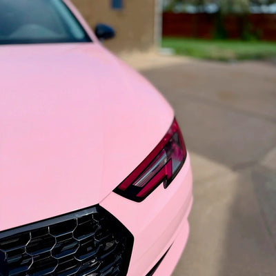 Audi hood in High Gloss Millennial Pink vinyl Wrap