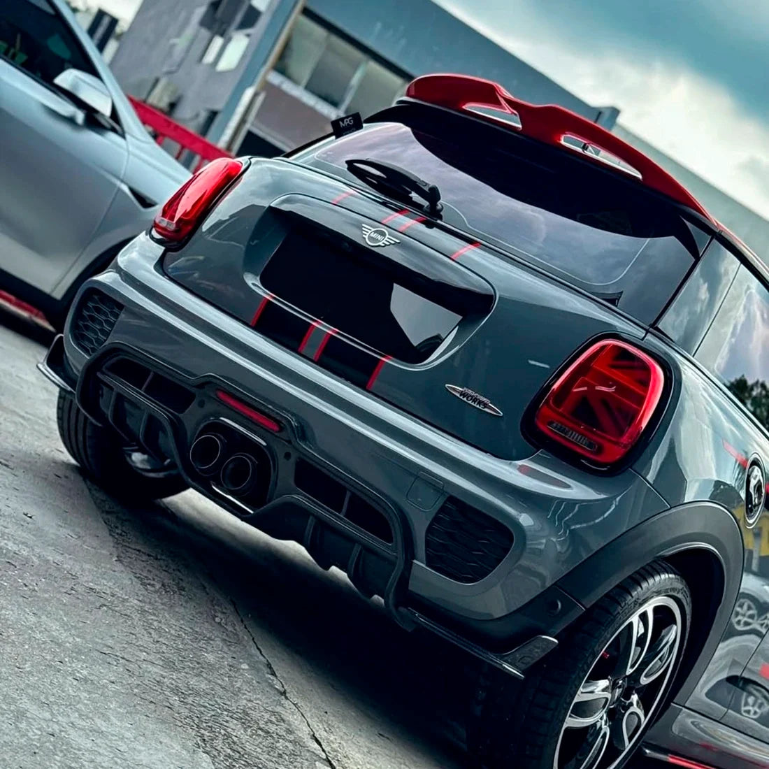 Nardo Mini back angled view in High Gloss Battleship Grey Vinyl Wrap
