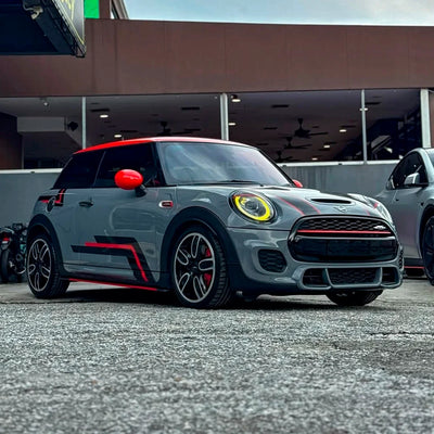Nardo Mini frount view in High Gloss Battleship Grey Vinyl Wrap finish.