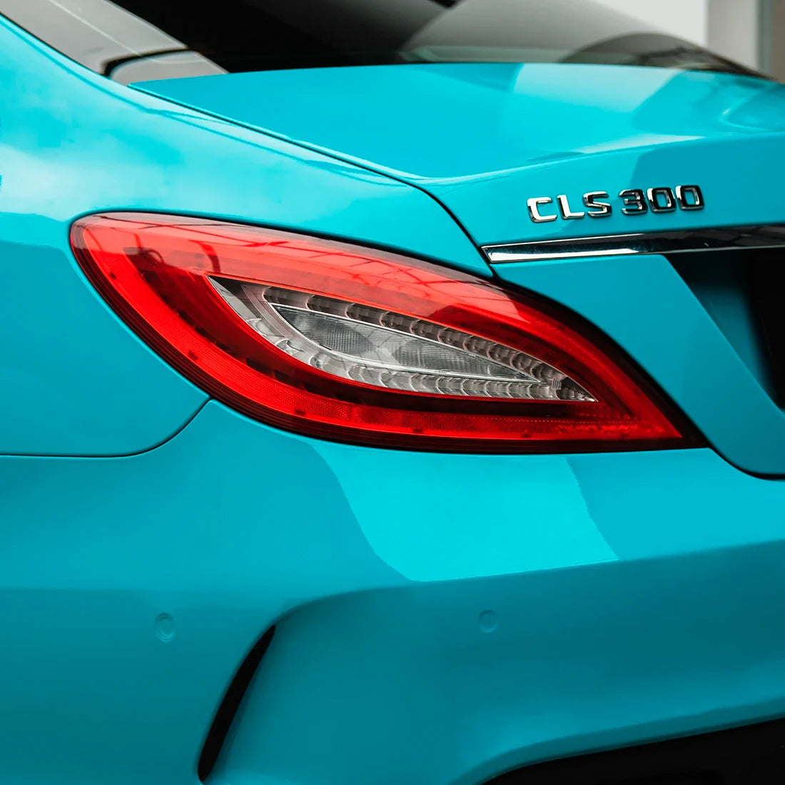 Mercedes-Benz taillight in Rolling Sea Teal high super gloss vinyl finish.
