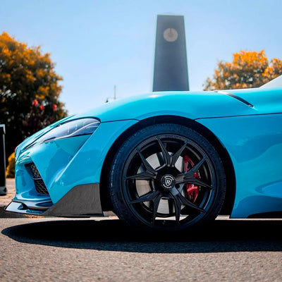 Toyota Supra fender in High Gloss Rolling Sea Vinyl Wrap