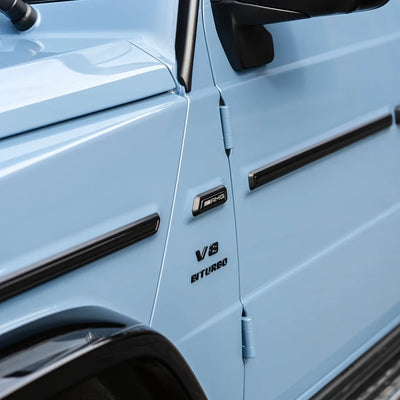 Close-up of High Gloss China Blue Vinyl Wrap
