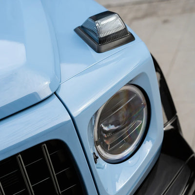 close uplook of High Gloss China Blue Vinyl Wrap