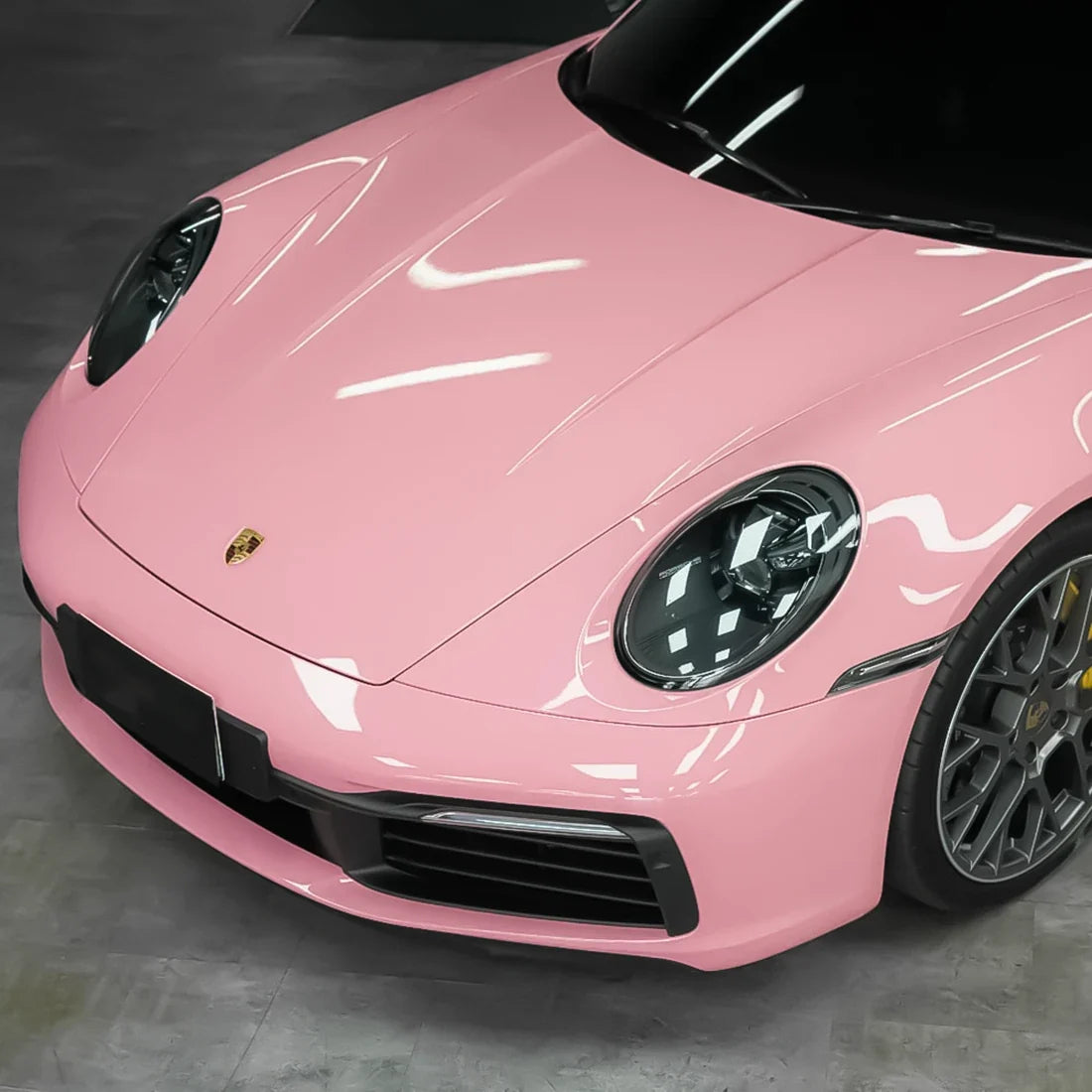 High Gloss Chelsea Rose Vinyl Wrap on porsche hood