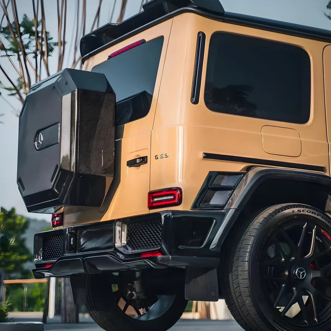 Mercedes G-Wagon in High Gloss Leather Beige Vinyl Wrap