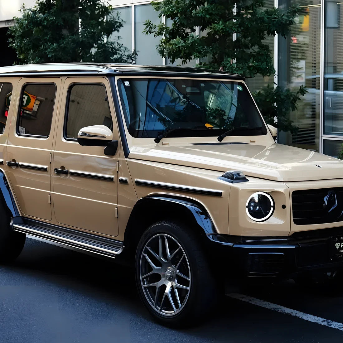 High Gloss Leather Beige Vinyl Wrap  on G-Wagon