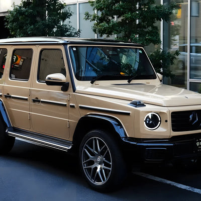 High Gloss Leather Beige Vinyl Wrap  on G-Wagon