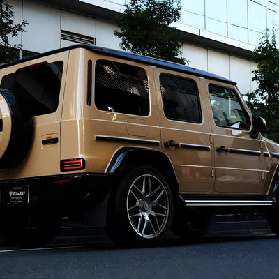 High Gloss Leather Beige Vinyl Wrap on G-Wagon