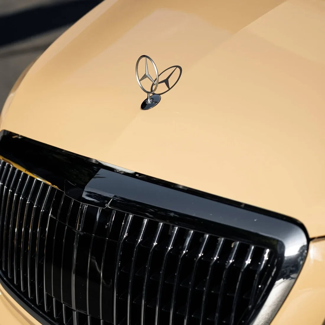 Mercedes showcasing High Gloss Leather Beige Vinyl Wrap
