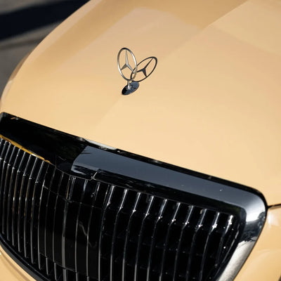 Mercedes showcasing High Gloss Leather Beige Vinyl Wrap