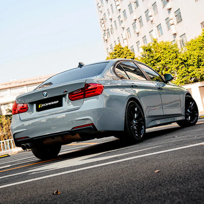 High Gloss True Nardo Grey Vinyl Wrap on bmw