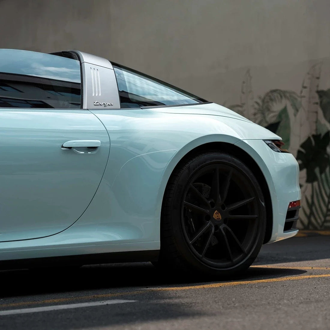 High Gloss Yacht Blue Vinyl Wrap porsche quarter panel