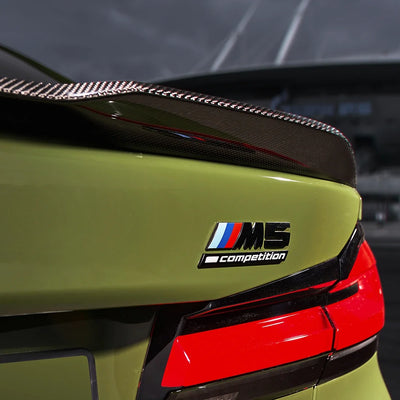 High Gloss Khaki Green Vinyl Wrap on BMW Trunk Lid View