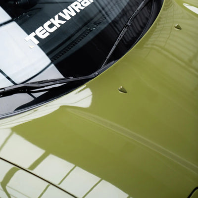 super high gloss khaki green Vinyl Wrap on honda hood