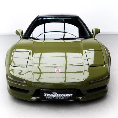 super high gloss khaki green vinyl wrap on honda