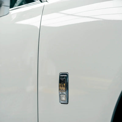 High Gloss Pale Celadon Vinyl Wrap on Rolls Royce Fender Close-Up