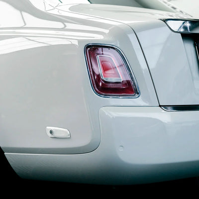 High Gloss Pale Celadon Vinyl Wrap on Rolls Royce Rear Bumper View