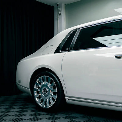 High Gloss Pale Celadon Vinyl Wrap on Rolls Royce Side Door View