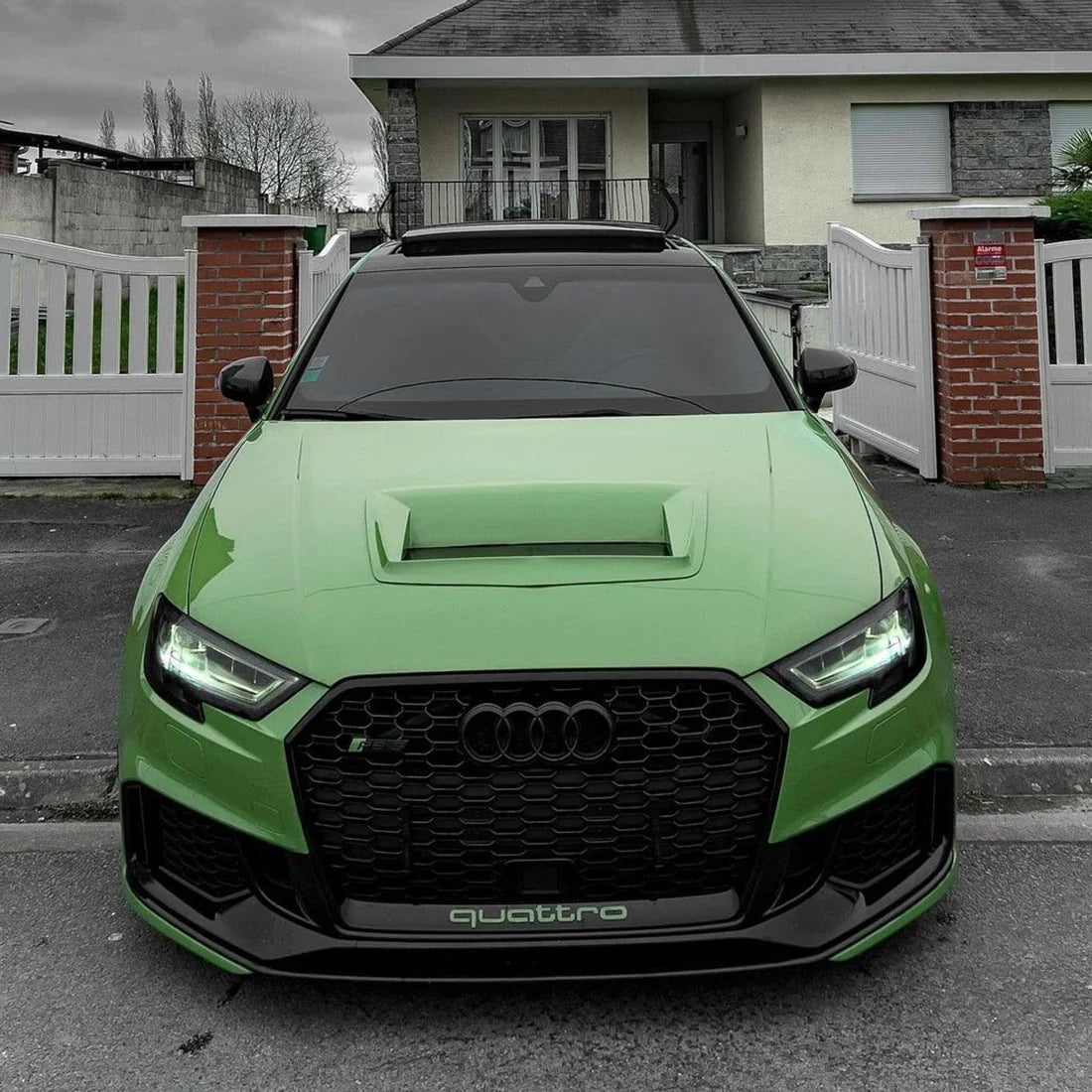 High Gloss French Olive Green Vinyl Wrap on Audi