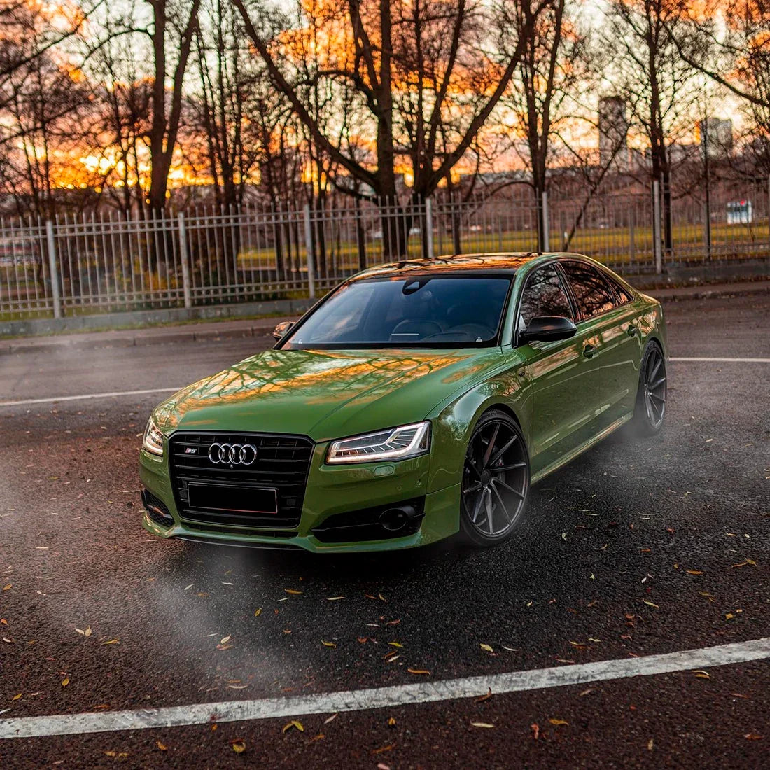 High Gloss French Olive Green Vinyl Wrap on Audi