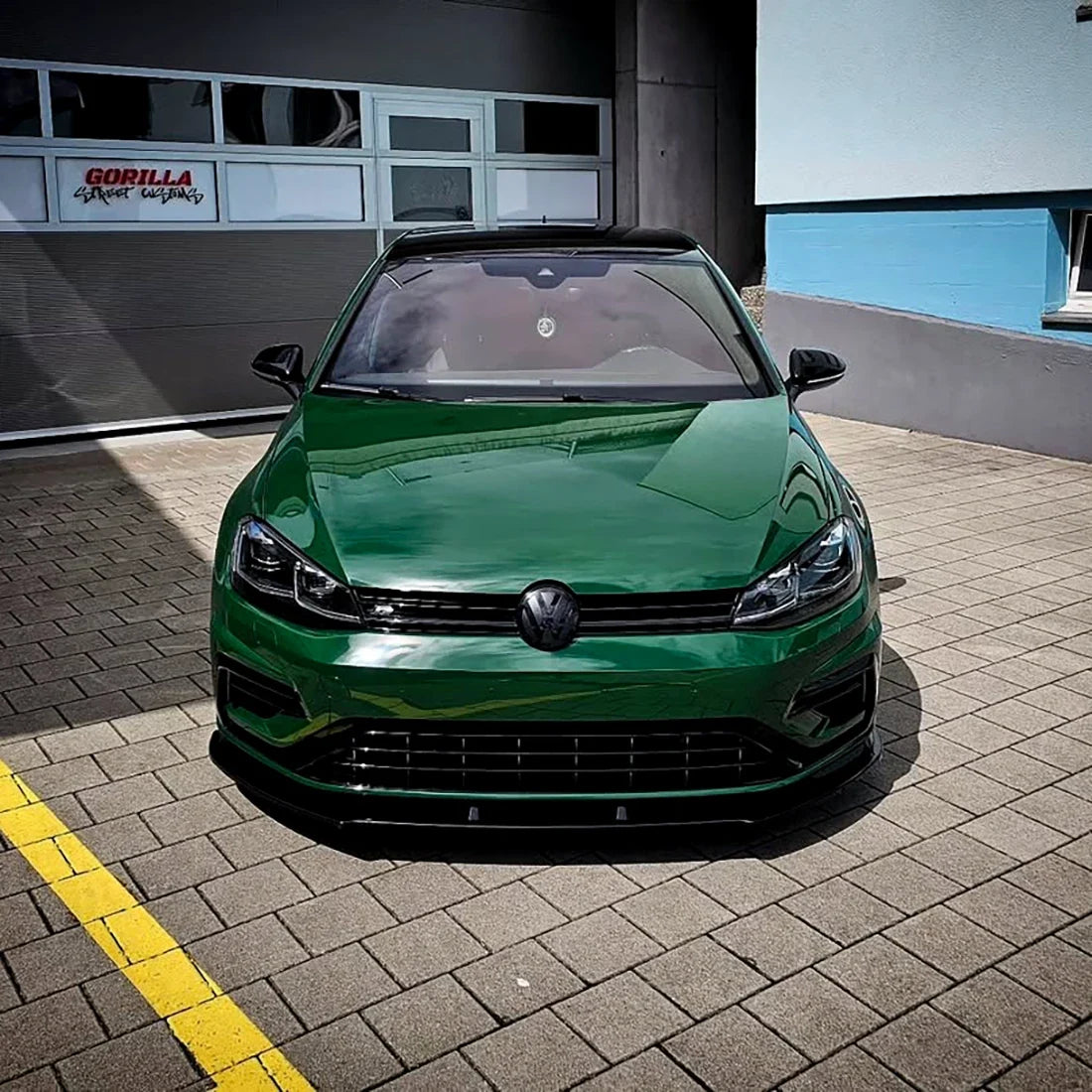 High Gloss Amphibian Green Vinyl Wrap on Golf Front View