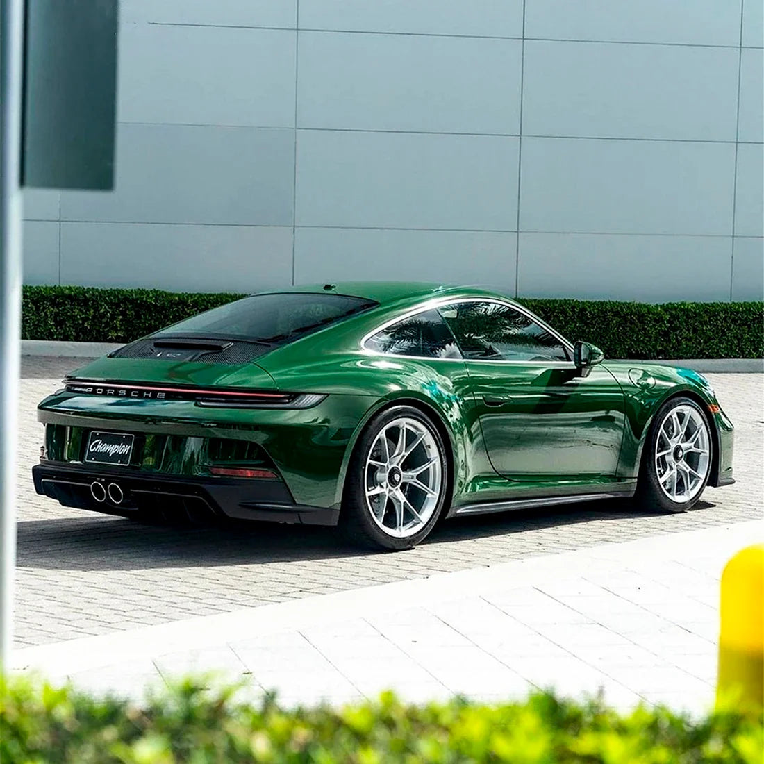 High Gloss Amphibian Green Vinyl Wrap on Porsche Back