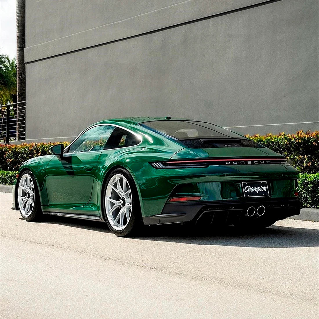 High Gloss Amphibian Green Vinyl Wrap on Porsche