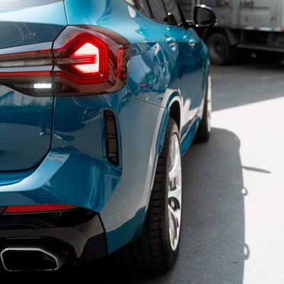 High Gloss Avalon Teal Vinyl Wrap on BMW Taillight Close-Up