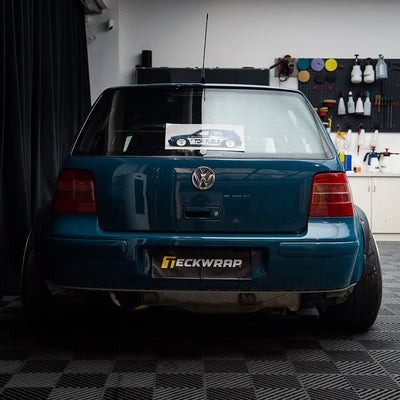 High Gloss Avalon Teal Vinyl Wrap on Golf Rear View