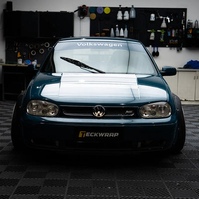 High Gloss Avalon Teal Vinyl Wrap on Golf Front View