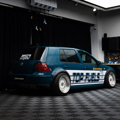 High Gloss Avalon Teal Vinyl Wrap on Golf Quarter Panel View