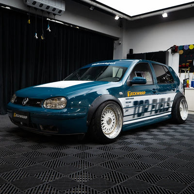 High Gloss Avalon Teal Vinyl Wrap on Golf Three-Fourth View