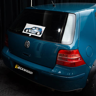 High Gloss Avalon Teal Vinyl Wrap on Golf Trunk View
